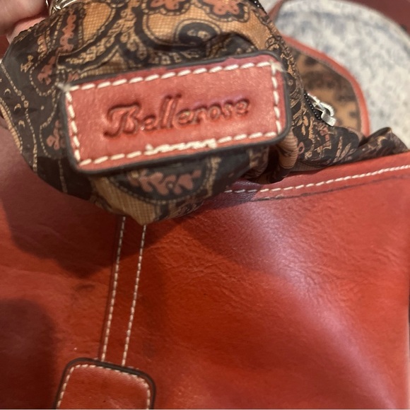 VTG BELLE ROSE LEATHER 2-SECTION FLAP CROSSBODY SHOULDER BAG Red - Picture 11 of 12